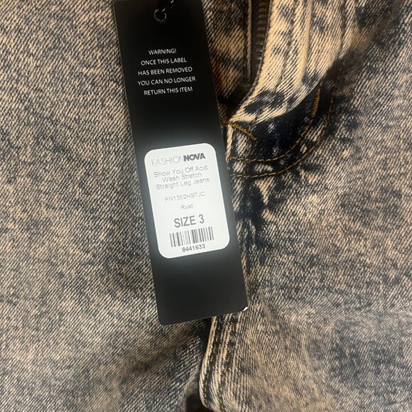 Fashion Nova Womens Acid Wash Straight Leg Jeans SZ 3 - Picture 4 of 5